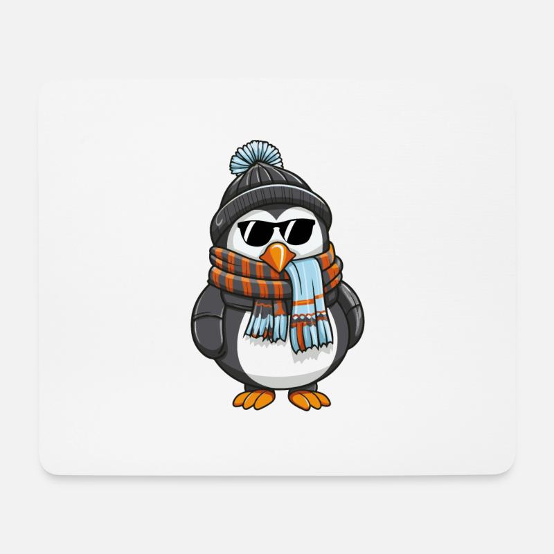 pinguin comic winter - Mousepad (Querformat) - Weiß