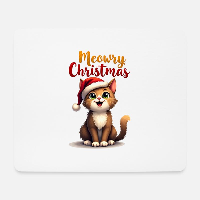 Miau-Weihnachten - Mousepad (Querformat) - Weiß