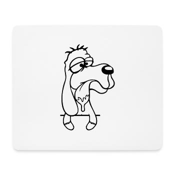 Dog Behind Wall Fence Drooling Spit Tongue Funny - Mouse Pad (horizontal) - white - Front