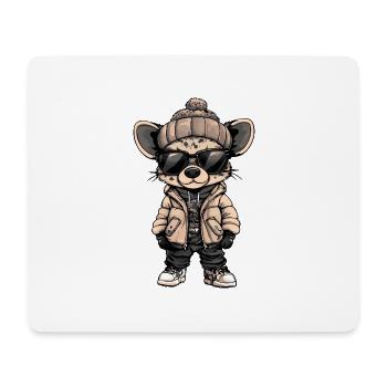 Hyène Bande Dessinée Cool - Tapis de souris (format paysage) - blanc - Devant