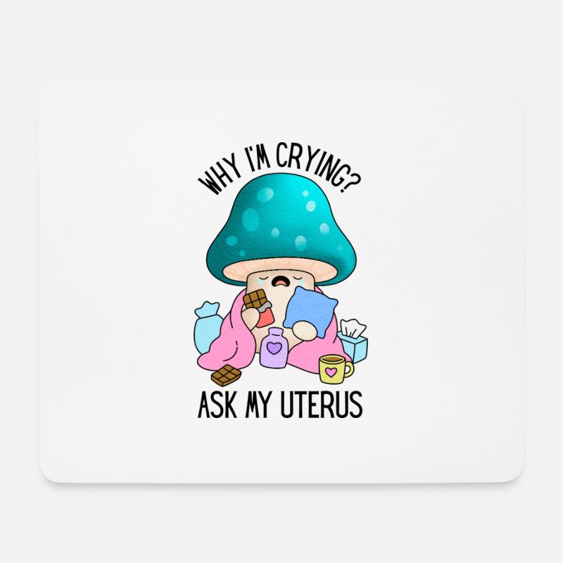 Lustiges Mädchen Problem Periode Kampf - Mousepad (Querformat) - Weiß