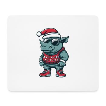 Rhino Christmas X-Mas - Mouse Pad (horizontal) - white - Front