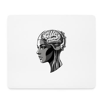Head profile with brain cyber network - Mouse Pad (horizontal) - white - Front