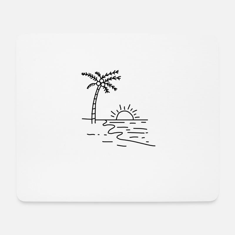 Urlaub am Meer mit Palme und Sonnenuntergang - Mousepad (Querformat) - Weiß