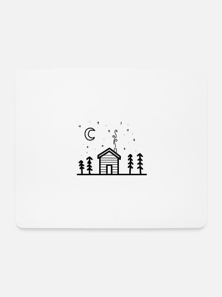 Sternenhimmel Berge über Hütte - Mousepad (Querformat) - Weiß