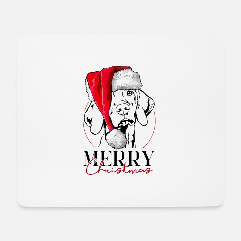 Santa MAGYAR VIZSLA Merry Christmas Hunde Wilsigns - Mousepad (Querformat) - Weiß