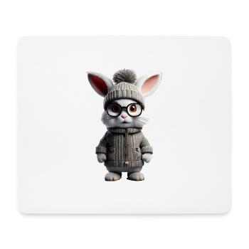 A cute little rabbit with a knitted vest - Mouse Pad (horizontal) - white - Front