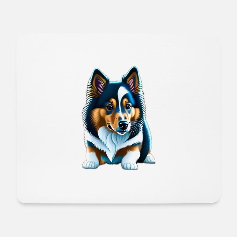 Liegender Shetland Sheepdog Corgi-Welpe - Mousepad (Querformat) - Weiß