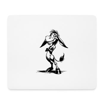 Smiling Long-Eared Donkey Grinning Cartoon - Mouse Pad (horizontal) - white - Front