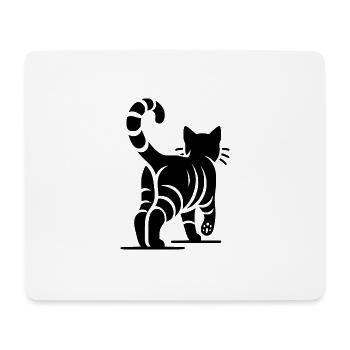 Back view of an elegant cat with stripes - Mouse Pad (horizontal) - white - Front