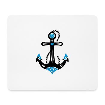 Anker, 23 Farben möglich, Tattoo Style, Maritim - Mousepad (Querformat) - Weiß - Vorne