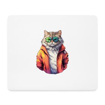 Cool 80s Cat - Mouse Pad (horizontal) - white - Front