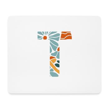 Buchstabe t Blumen groovy Geschenkidee - Mousepad (Querformat) - Weiß - Vorne