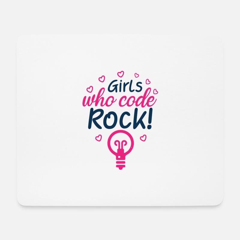 filles qui codent rock 01 - Tapis de souris (format paysage) - blanc
