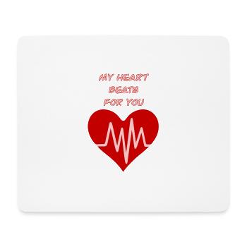 Mein Herz schlägt für dich - Mousepad (Querformat) - Weiß - Vorne