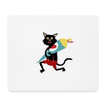 Katze_Schultüte - Mousepad (Querformat) - Weiß - Vorne