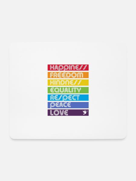 Rainbow Happiness,Freedom,Peace and Love - Mousepad (Querformat) - Weiß