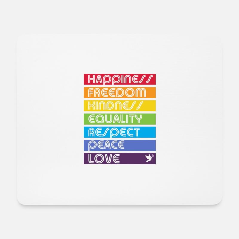 Rainbow Happiness,Freedom,Peace and Love - Mousepad (Querformat) - Weiß