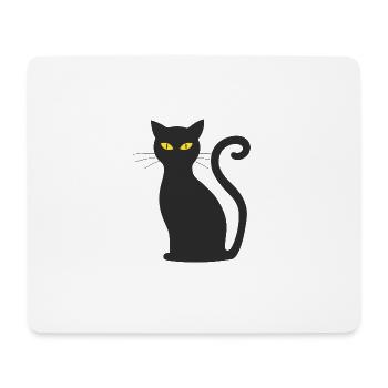 Schwarze Katze - Mousepad (Querformat) - Weiß - Vorne
