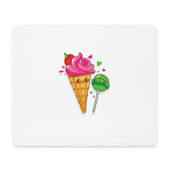 Happy ice cream and lollipops are in love - Mouse Pad (horizontal) - white - Front