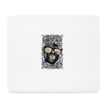 Cooler Affe mit Sonnenbrille - Mousepad (Querformat) - Weiß - Vorne