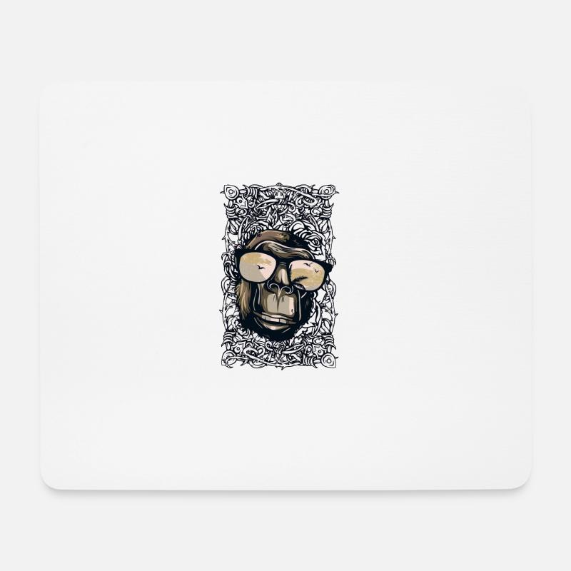 Cooler Affe mit Sonnenbrille - Mousepad (Querformat) - Weiß
