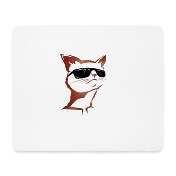 Katze mit Sonnenbrille klein - Mousepad (Querformat) - Weiß - Vorne