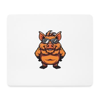 Pig Cool Animal Boar - Mouse Pad (horizontal) - white - Front