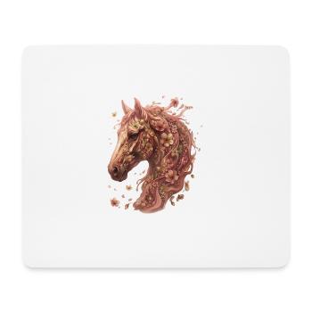 Flora, Pferdekopf mit Blüten - Mousepad (Querformat) - Weiß - Vorne