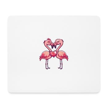 Flamant rose Couple Amour Couple Amoureux - Tapis de souris (format paysage) - blanc - Devant