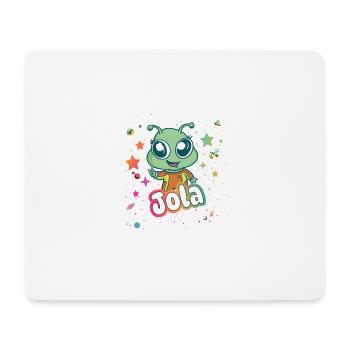 JOLA - Beautiful Girl Name with Cute Alien - Mouse Pad (horizontal) - white - Front