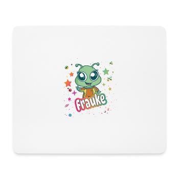 FRAUKE - Beautiful girl name with cute alien - Mouse Pad (horizontal) - white - Front