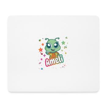 AMELI - Beau nom de fille avec extraterrestre mignon - Tapis de souris (format paysage) - blanc - Devant