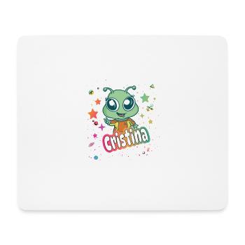 CRISTINA - Beau nom de fille avec un extraterrestre mignon - Tapis de souris (format paysage) - blanc - Devant