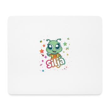 SILJA - Beautiful girl name with cute alien - Mouse Pad (horizontal) - white - Front