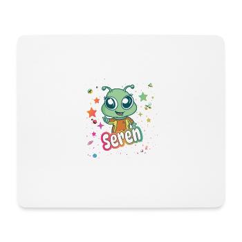 SEREN - Schöner Mädchen Name mit süßem Alien - Mousepad (Querformat) - Weiß - Vorne