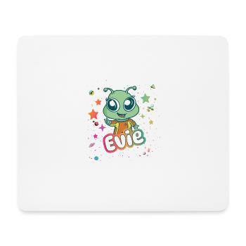 EVIE - Beau nom de fille avec extraterrestre mignon - Tapis de souris (format paysage) - blanc - Devant