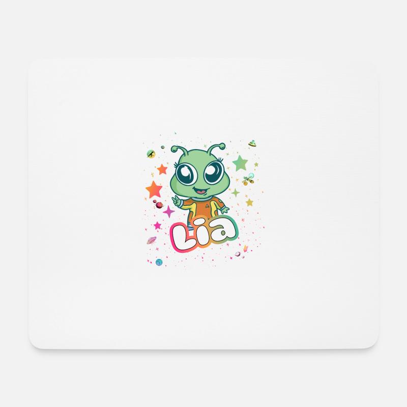 LIA - Schöner Mädchen Name mit süßem Alien - Mousepad (Querformat) - Weiß