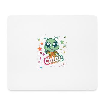 CHLOE - Schöner Mädchen Name mit süßem Alien - Mousepad (Querformat) - Weiß - Vorne