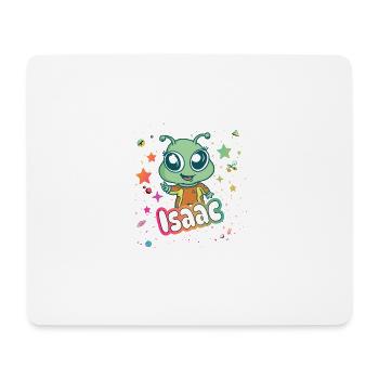 ISAAC - Beautiful boy name with cute alien - Mouse Pad (horizontal) - white - Front
