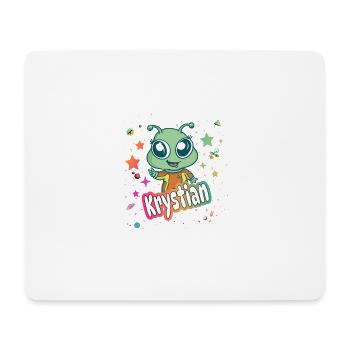 KRYSTIAN - Beau nom de garçon avec un extraterrestre mignon - Tapis de souris (format paysage) - blanc - Devant
