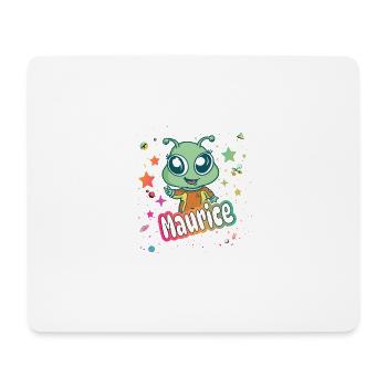 MAURICE - Beautiful boy name with cute alien - Mouse Pad (horizontal) - white - Front