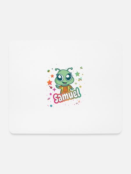 SAMUEL - Schöner Junge Name mit süßem Alien - Mousepad (Querformat) - Weiß