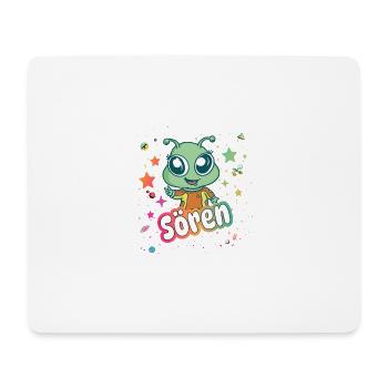SÖREN - Schöner Junge Name mit süßem Alien - Mousepad (Querformat) - Weiß - Vorne