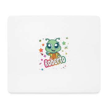 ROBERTO - Beau nom de garçon avec un extraterrestre mignon - Tapis de souris (format paysage) - blanc - Devant