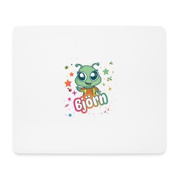 BJÖRN - Beau nom de garçon avec un extraterrestre mignon - Tapis de souris (format paysage) - blanc - Devant