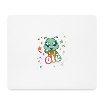 OLE - Beau nom de garçon avec un extraterrestre mignon - Tapis de souris (format paysage) - blanc - Devant