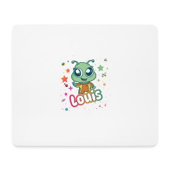 LOUIS - Beautiful boy name with cute alien - Mouse Pad (horizontal) - white - Front