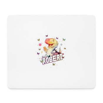 ROBERT - Beautiful boy name with cute DINO T-REX - Mouse Pad (horizontal) - white - Front