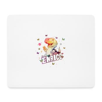 ENRICO - Schöner Junge Name mit süßem DINO T-REX - Mousepad (Querformat) - Weiß - Vorne
